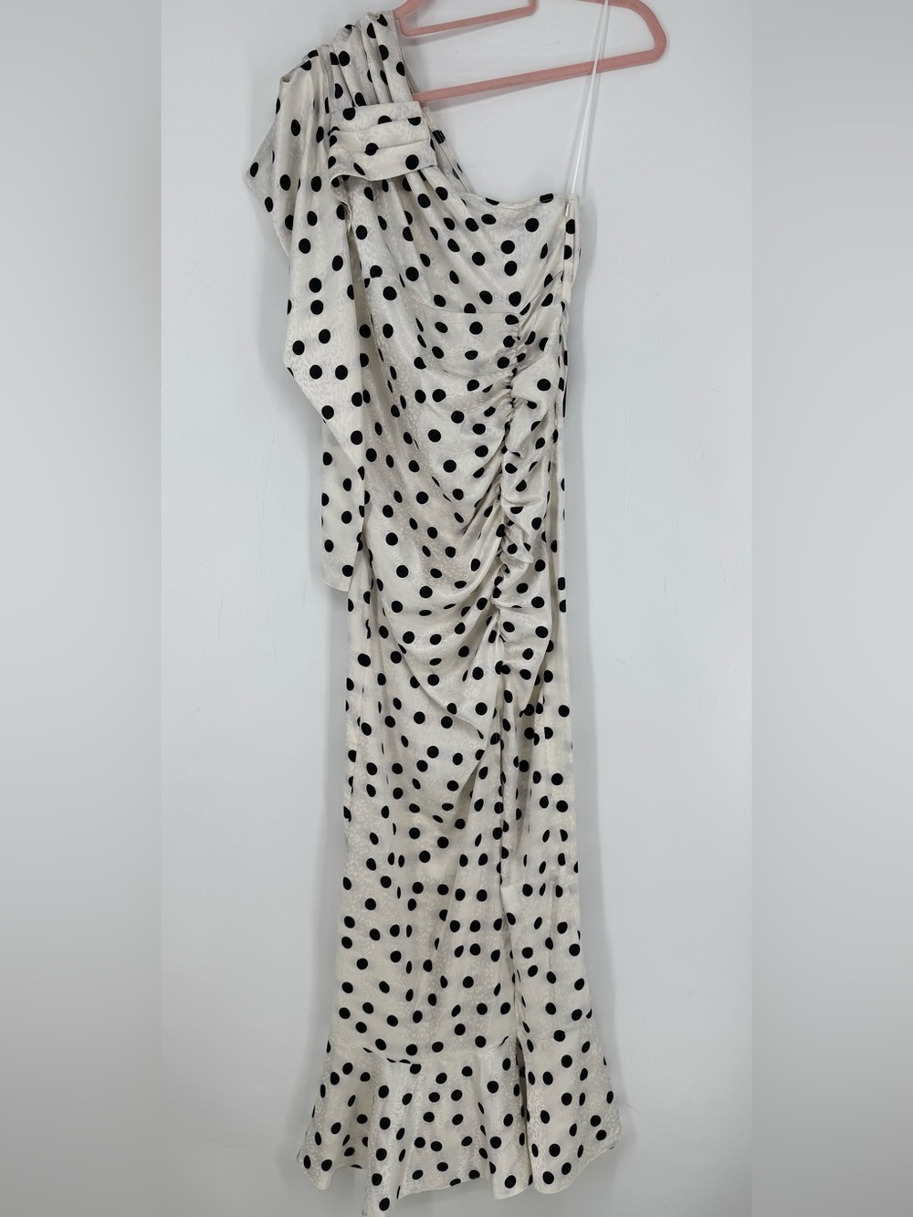 Nasty Gal Black & Cream Leopard + Polka Dot One-Shoulder Ruched Dress NWT Size 2